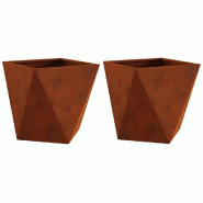 Helloshop26 - Lot de 2 jardinières design moderne extérieures 50 x 50 x 50 cm en acier rouillé 02_0053089 - acier 3000237752717