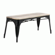 Lot de 2 bancs d'intérieur (L)1000 mm, avec assise en bois de manguier et cadre noir, à assembler