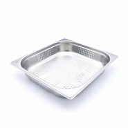 Maxima Récipient gastronorm - 2/3 GN - profondeur 6,5 cm - acier inoxydable - perforé – 35.3 × 32.5 × 6.5 cm - AKS-09367670