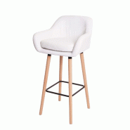 Mendler Tabouret de bar Malmö T381, chaise de bar Tabouret de bar certifié MVG ~ similicuir, blanc - blanc matière synthétique 74322
