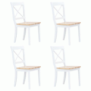 VidaXL Chaises à manger lot de 4 blanc et bois clair bois hévéa massif Modèle Cristal Chic - 247359