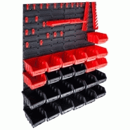 Vidaxl kit de bacs de stockage et panneaux muraux 29 pcs rouge et noir 146283