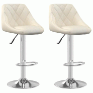 VidaXL Tabourets de bar lot de 2 crème velours Modèle Flex Prestige - beige 335304