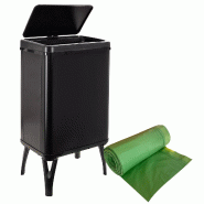 WellHome - Poubelle Intelligente 40L de couleur Noire 35,5x26x71,5cm avec 30 Sacs Poubelle adaptés - noir inox PK6679