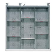Agencement pour tiroir h.200 mm d'armoire métallique m en casiers amovibles l.190 mm Agencement pour tiroir h.200 mm d'armoire métallique m en casiers amovibles l.190 mm