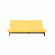 BANQUETTE CONVERTIBLE FRESH PIN COLORIS JAUNE COUCHAGE 140*200 CM.