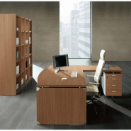 Bureau X time Stop avec retour et caisson porteur - Quadrifoglio. - 160, Noyer canaletto, Droite