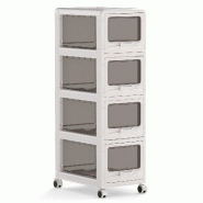 COSTWAY Meuble étroit 4 tiroirs sur roulettes, chariot de rangement 30 cm, chariot pour salle de bain, blanc - blanc plastique VH36408IT-6