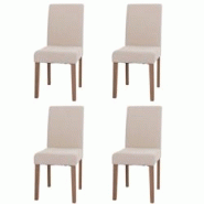 Décoshop26 - Lot de 4 chaises de salle à manger dossier haut en tissu chenille crème pieds clair 04_0007515 - 3000262167753 Décoshop26 - Lot de 4 chaises de salle à manger dossier haut en tissu chenille crème pieds clair 04_0007515 - 3000262167753