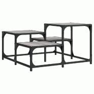 Décoshop26 - Table basse style industriel 68 x 68 x 40 cm bois d'ingénierie gris et métal DEC040075 - gris métal 3000264738050