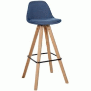 Décoshop26 - Tabouret de bar chaise haute x1 repose-pieds style scandinave en tissu bleu structure en bois clair carré 10_0004640 - bleu 3000252208480 Décoshop26 - Tabouret de bar chaise haute x1 repose-pieds style scandinave en tissu bleu structure en bois clair carré 10_0004640 - bleu 3000252208480