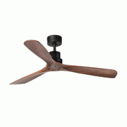 Faro barcelona Ventilateur de plafond en acier marron, pales en noyer foncé, moteur DC silencieux, 6 vitesses avec télécommande, FARO - marron mét