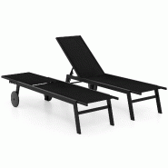 Helloshop26 - Chaise longue de patio avec dossier réglable 190-150,5 x 59 x 33,5 cm assise ergonomique finition mate en métal noir 20_0017333 - noir
