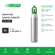 Krypton (Kr) - gaz rare haute pureté pour isolation thermique double/triple vitrage haute performance