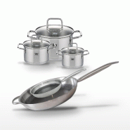 Lot 3 Faitouts Elo Relief Solution 12/14/20cm et 2 Poêles 24/32cm - gris 3176239959987