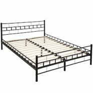 Tectake Lit design moderne avec sommier 200 x 140 cm noir - 401719 - noir acier 401719 Tectake Lit design moderne avec sommier 200 x 140 cm noir - 401719 - noir acier 401719