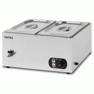 VERTES Chauffe-plats électrique 1500 W en acier inoxydable (avec 2 récipients 1/2 GN avec couvercle pour 2 x 10 l, température 0-85 °C) - FD21-BM-2