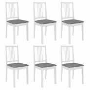 VidaXL Chaises à manger avec coussins lot de 6 blanc bois solide Modèle Vega Master Essence - 276406