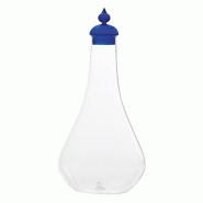Zafferano Bouteille Collection Pirolo en verre borosilicate soufflé à la main couleur Bleu, design raffiné inspiré des échecs, élégance de la t