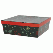 Boite carton carrée empilable Noel Vert 26x26 - Boite carton carrée empilable Noel Vert 26x26 -