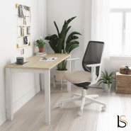 Bureau rectangulaire Tempo - Mobel Linea - Blanc 9010, 120, Acacia clair