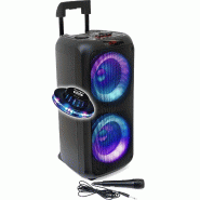 Enceinte Active Sono DJ IBIZA VENUS600 - LUMINEUSE KARAOKE 2 x 8"/20cm 600W, Bluetooth USB TWS, Batterie intégrée, OVNI LED - 3666638041241