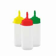 GILAC Biberon à sauce col large (lot de 3) - bouchon couleurs HACCP - 0.25 L et 0.75 L - .25 L - Mutlicolor G022500 - 3573678704114_0