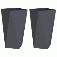 Helloshop26 - Lot de 2 jardinières modernes pour extérieur 40 x 40 x 75 cm avec base stable en acier anthracite 02_0053025 - acier 3000237713541