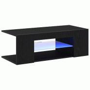 Helloshop26 - Meuble TV moderne 90 x 39 x 30 cm pratique avec bandes LED ambiance cosy en bois d'ingénierie chêne noir 02_0051886 - noir Bois massif