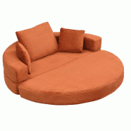 Merax Canapé et lit modulaires 2 en 1 – Salon rond, canapé-lit pliant multifonctionnel désossé avec 3 oreillers, velours côtelé, orange - oran Merax Canapé et lit modulaires 2 en 1 – Salon rond, canapé-lit pliant multifonctionnel désossé avec 3 oreillers, velours côtelé, orange - oran