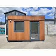 Module bureau préfabriqué 10 m² - isolation renforcée, chauffage inclus, porte vitrée aluminium, fenêtre oscillo-battante