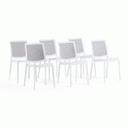 RATTATAN Lot de 6 chaises empilables en polypropylène, pieds antidérapants, ergonomiques, pour salle à manger, jardin, terrasse, bars, restaurants�