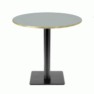 RestooTab - Table Milan T Ø70cm gris medio chants couleur laiton - gris fonte TB-MIT-R70M-GR.MED-LAI