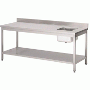 Table inox du chef (L)1800 x (P)700 x (H)880 mm, bac à droite et dosseret