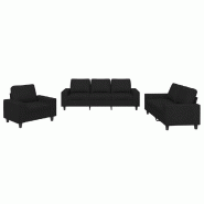 VidaXL Ensemble de canapés 3 pcs noir tissu Modèle Zenith Contemporain - 3201870