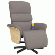 VidaXL Fauteuil inclinable de massage avec repose-pieds taupe tissu Modèle Armelis - 8721012044005
