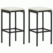 VidaXL Tabourets De Bar Avec Coussins Lot De 2 Noir Résine Tressée - noir 313440 VidaXL Tabourets De Bar Avec Coussins Lot De 2 Noir Résine Tressée - noir 313440