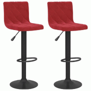 VidaXL Tabourets De Bar Lot De 2 Rouge Bordeaux Velours - rouge 333737