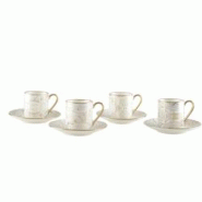 Aulica Tasses à café avec soucoupes blanches design abstrait - lot de 4 - blanc 871201 Aulica Tasses à café avec soucoupes blanches design abstrait - lot de 4 - blanc 871201