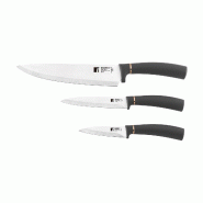 BERGNER Copper - Jeu de 3 couteaux en acier inoxydable couleur noir et cuivre - noir inox Q5131