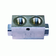 Bloc double Femelle/Femelle gaz - Clapet anti-retour Pilote en T - HCARBDPTFG04