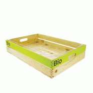 Cagette pin naturel "Bio" avec faux fond plastique 60x40x12cm - par 5