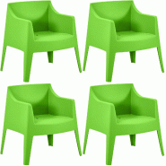 CLP Ensemble de 4 chaises de jardin Bartal Vert - vert plastique 327746