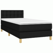 Décoshop26 - Cadre de lit LED avec sommier tête de lit matelas 80x200cm tissu noir TDL0209110 - noir 3001673682729