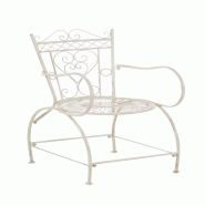 Décoshop26 - Chaise de jardin avec accoudoirs balcon terrasse design rustique en métal crème vieilli 10_0004003 - beige métal 3000251884470