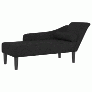 Décoshop26 - Méridienne chaise longue canapé pour intérieur avec coussins en tissu noir DEC026089 - noir 3000255614899
