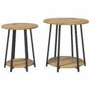 Ensemble de tables d'appoint 2 pcs Chêne artisanal et noir Modèle Aero Soleil - 869707