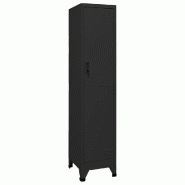 Helloshop26 - Armoire à casiers moderne rangement école bureau 38 x 45 x 180 cm avec porte verrouillable en acier noir 02_0046991 - noir acier 30002