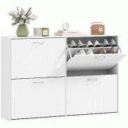 Helloshop26 - Armoire à chaussures 120 x 24 x 81 cm 4 portes double niveau gain de place moderne épuré en panneaux de particules 21_0002586 - méta
