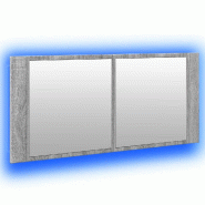 Helloshop26 - Armoire à miroir LED pour salle de bain 100 x 12 x 45 cm avec rangement pratique et ambiance moderne en bois gris 02_0049286 - gris ver